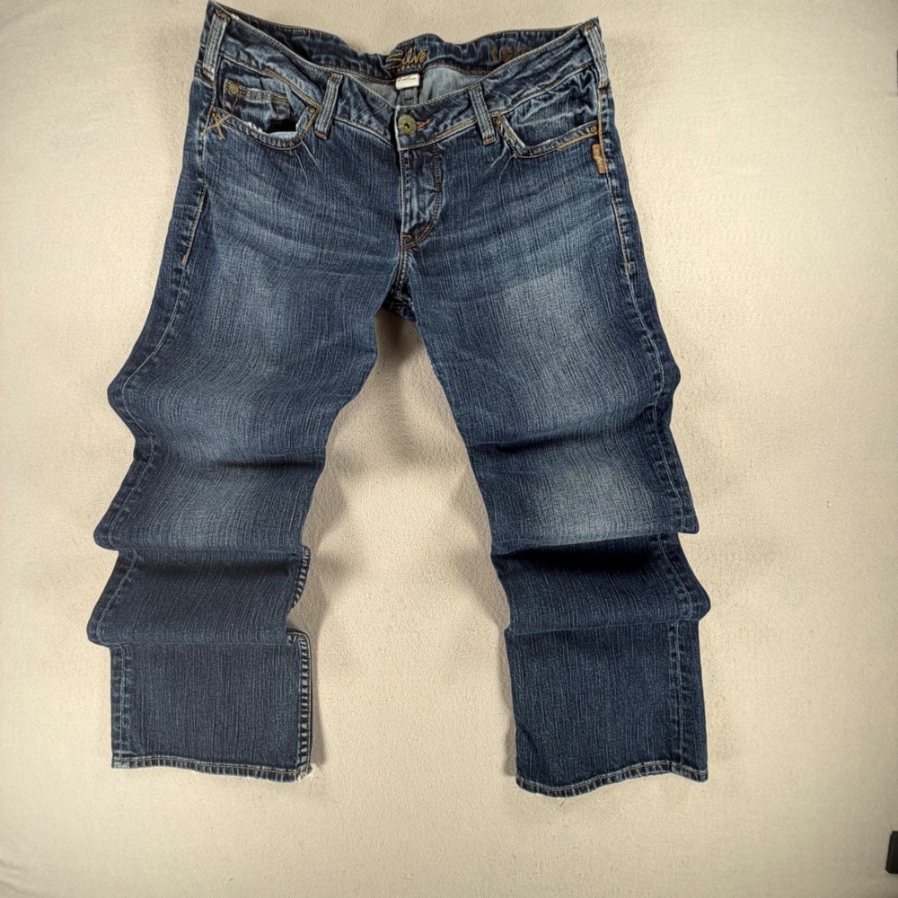 Silver Jeans Toni Womens 34x31 Blue Straight Leg Jeans Mid Rise Stretch Denim